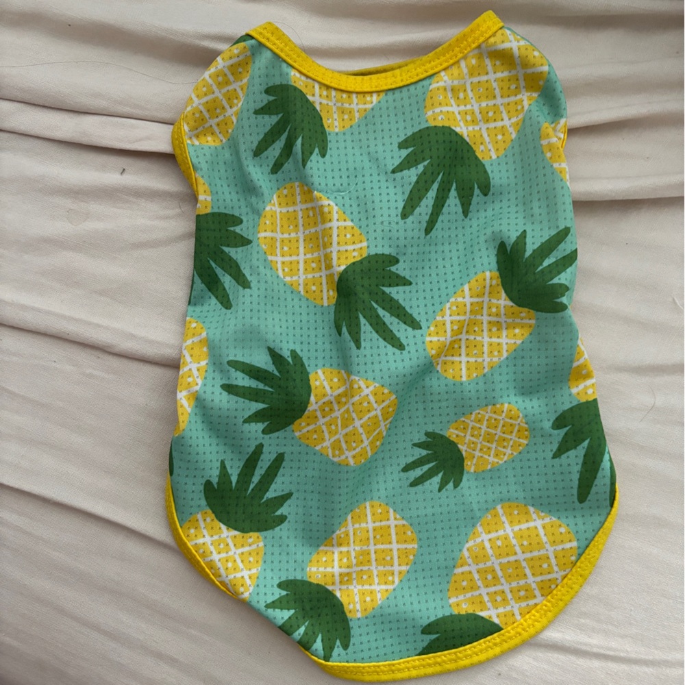 Laundered Pineapple Print Dog Shirt XS